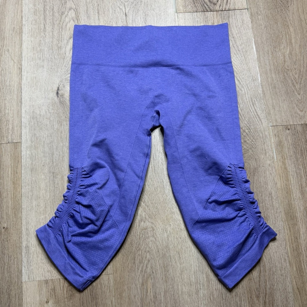 LULULEMON In the Flow Crop II Leggings‎ Purple  Plum Ruched Size 8
